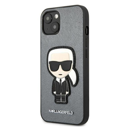 Karl Lagerfeld Saffiano Ikonik Patch - iPhone 13 mini Tasche (silber)