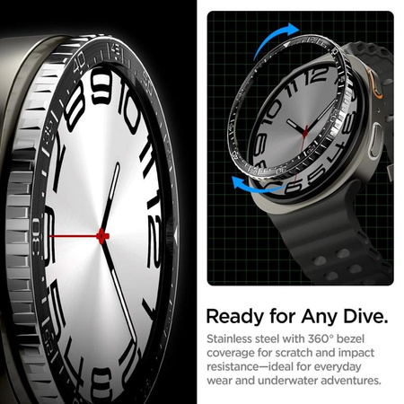 Spigen Bezel Tune Diver – Ochranný kryt / Rámeček pro Samsung Galaxy Watch 8 44 mm (Black)