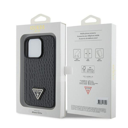 Guess Croco Triangle Metal Logo - Etui iPhone 15 Pro (czarny)