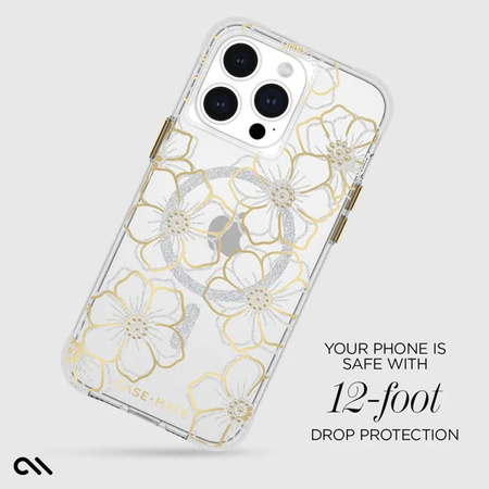 Case-Mate Floral Gems MagSafe - iPhone 15 Pro Max Case (Gold)