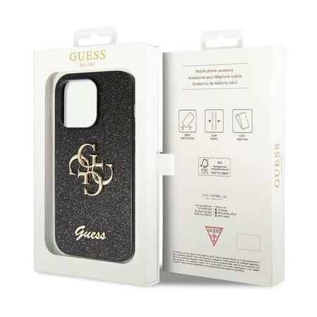 Guess Glitter Script Big 4G - iPhone 14 Pro Max tok (fekete)
