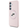 Karl Lagerfeld Silicone Double Tête et Cercle MagSafe - Etui Samsung Galaxy S25 (rose)