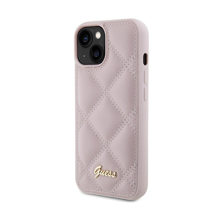 Guess Quilted Metal Logo - Coque iPhone 15 (rose)