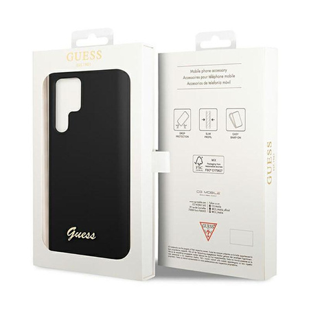 Guess Silicone Script Metal Logo - Samsung Galaxy S23 Ultra Case (black)