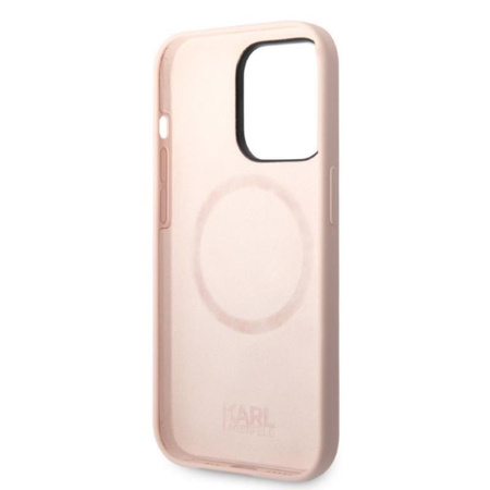 Karl Lagerfeld Liquid Silicone Karl & Choupette MagSafe - Hülle für iPhone 14 Pro Max (Pink)