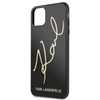 Karl Lagerfeld Double Layers Tempered Glass Glitter Signature Case - Coque pour iPhone 11 Pro Max (noir)