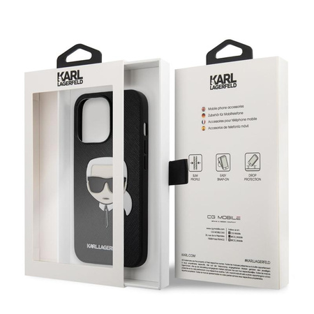 Karl Lagerfeld Saffiano Ikonik Karl`s Head - Coque iPhone 13 Pro Max (noir)