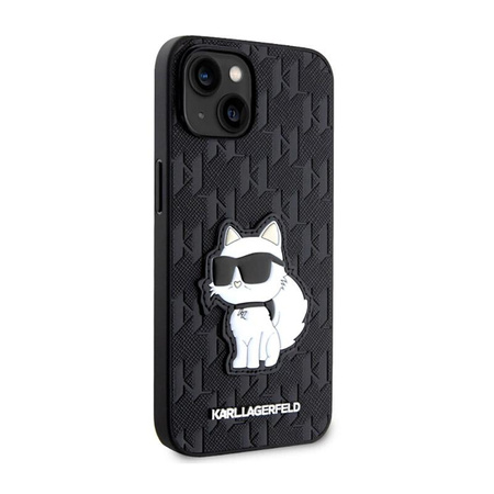 Karl Lagerfeld Saffiano Monogram NFT Choupette - Tasche für iPhone 14 Plus (Schwarz)