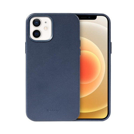 Crong Essential Cover Magnetic - iPhone 12 / iPhone 12 Pro MagSafe bőr tok (sötétkék)