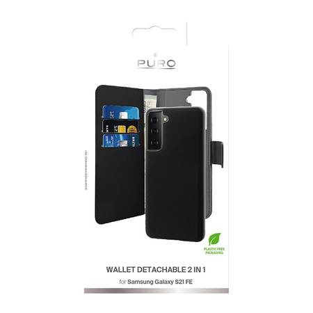 PURO Peněženkové odnímatelné pouzdro 2 v 1 pro Samsung Galaxy S21 FE (černé)