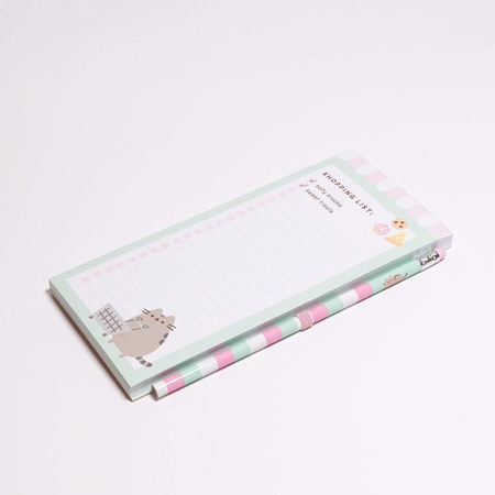 Pusheen - Magnetický zápisník / nákupní seznam na lednici + tužka (10 x 21 cm)