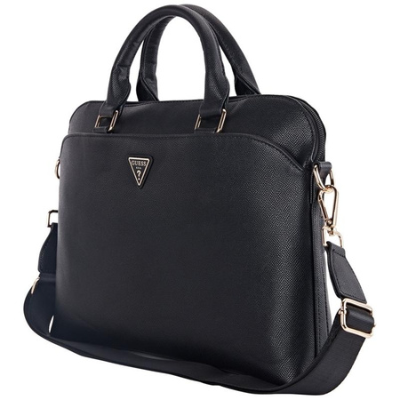 Guess Grained Zipper Pocket Triangle Logo – Laptoptasche 15" (schwarz)