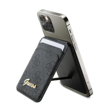 Guess Wallet Cardslot Stand MagSafe 4G Classic Logo - Magnetisches Portemonnaie mit Standfunktion (schwarz)