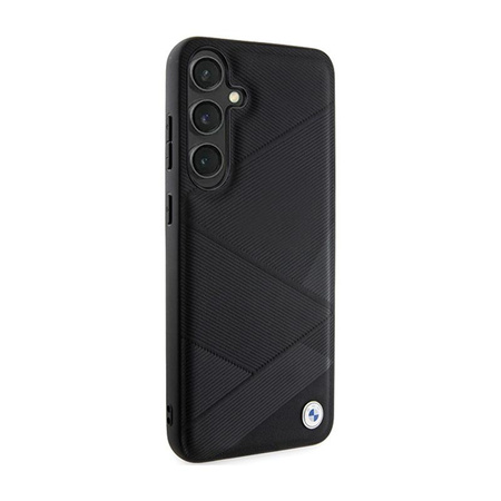 BMW Signature Leather Crossing Lines Pattern - Étui Samsung Galaxy S24+ (noir)