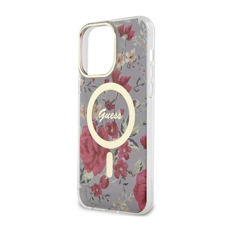 Guess Flower MagSafe - Coque pour iPhone 14 Pro Max (Vert)