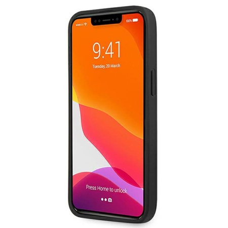Guess Saffiano fém logós csíkok - iPhone 13 Pro tok (szürke)