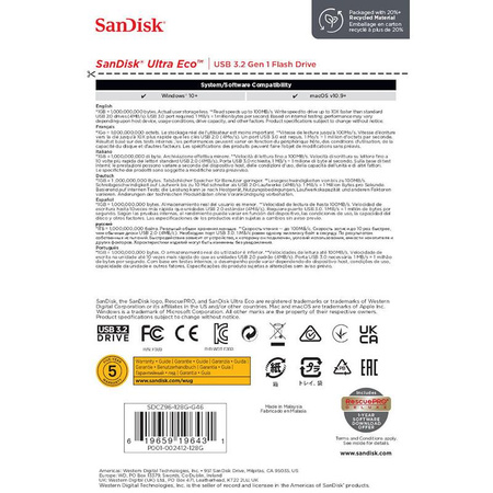 SanDisk Ultra Eco - Clé USB 3.2 Gen 1 128 Go 100 Mo/s