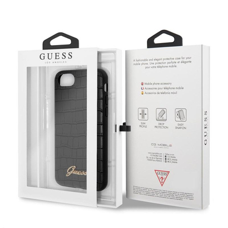 Guess Croco Case - Coque iPhone SE 2020 / 8 / 7 (Noir)