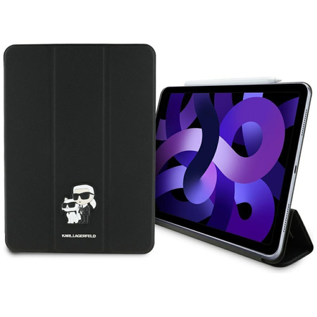 Karl Lagerfeld Book Cover Saffiano Magnetic Karl & Choupette - Étui pour iPad Air 11 M3 (2025) / iPad Air 11" (noir) M2 (2024) (noir)