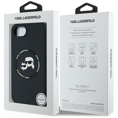 Karl Lagerfeld Silicone Karl & Choupette Heads MagSafe - Case for iPhone 16e (black)