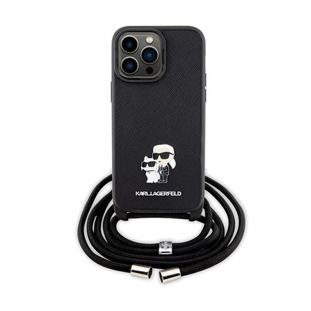 Karl Lagerfeld Crossbody Saffiano Metal Pin Karl & Choupette - iPhone 14 Pro Max Case (Black)