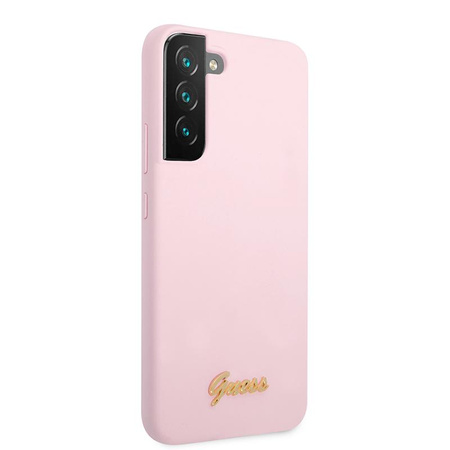 Guess Silicone Script Metal Logo - Etui Samsung Galaxy S22 (lawenda)