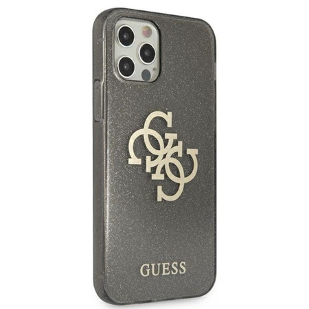 Guess Glitter 4G Big Logo - Etui iPhone 12 / iPhone 12 Pro (czarny)