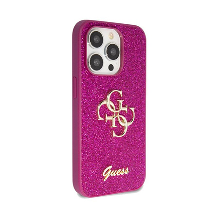 Guess Glitter Script Big 4G - iPhone 15 Pro tok (lila)