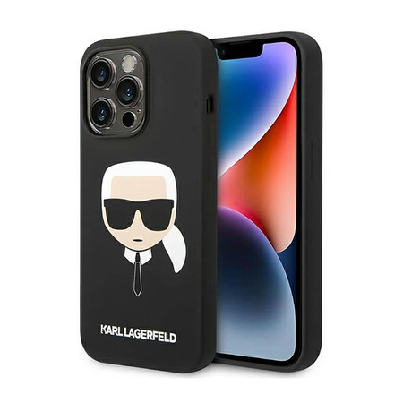 Karl Lagerfeld szilikon ikonikus Karl`s Head - iPhone 14 Pro tok (fekete)