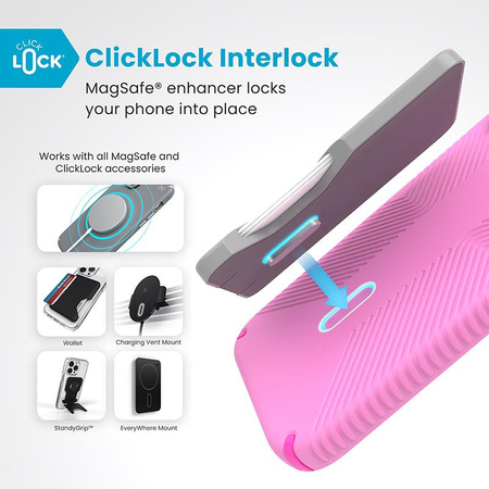 Speck Presidio2 Grip ClickLock & MagSafe - iPhone 16 Plus Tasche (True Pink / Shocking Pink / Weiß)