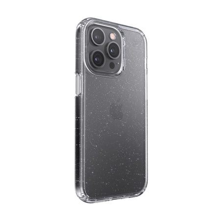 Speck Presidio Perfect-Clear with Glitter - iPhone 13 Pro Case with MICROBAN Coating (Clear/Platinum Glitter)