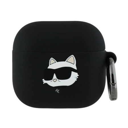 Karl Lagerfeld Silikonová hlava Choupette 3D - pouzdro pro AirPods 4 (černé)