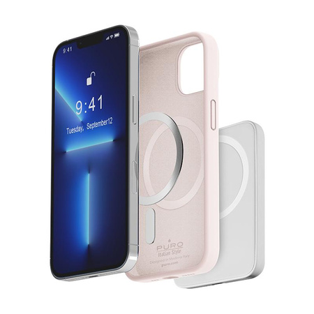 PURO ICON MAG - iPhone 14 / 13 MagSafe tok (poros rózsaszín)