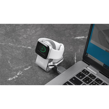 Moshi Flekto - MFi faltbares Ladegerät für Apple Watch mit USB-Kabel (silber)