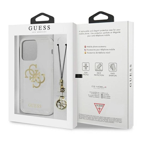 Guess 4G Big Logo Charm Gold- iPhone 13 Pro Case (gold charms)