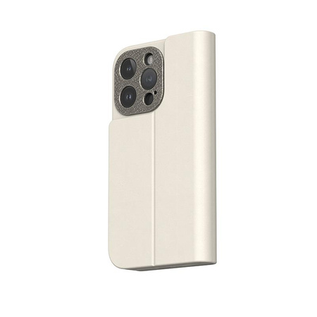 Moshi Overture MagSafe - Leather 3-in-1 flip case for iPhone 15 Pro (Eggnog White)