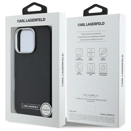 Karl Lagerfeld FW Metal Plate MagSafe - pouzdro pro iPhone 16 Pro Max (černé)