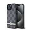 DKNY Leather Checkered Mono Pattern & Printed Stripes - iPhone 15 / 14 / 13 Case (black)