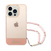 Guess áttetsző gyöngyház szíj - iPhone 14 Pro Max tok (rózsaszín)