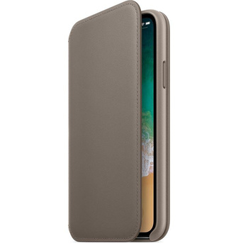Apple Leather Folio - Étui en cuir pour iPhone X avec pochettes pour cartes (beige clair)