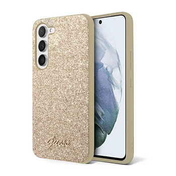 Guess Glitter Flakes Metal Logo Case - Samsung Galaxy S23+ Case (Gold)