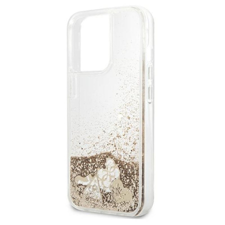 Guess Liquid Glitter Charms - Coque iPhone 13 Pro Max (Or)