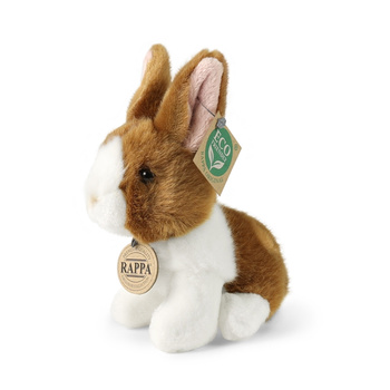 Rappa - Plush realistic mascot rabbit white and brown sitting 16 cm Eco-Friendly
