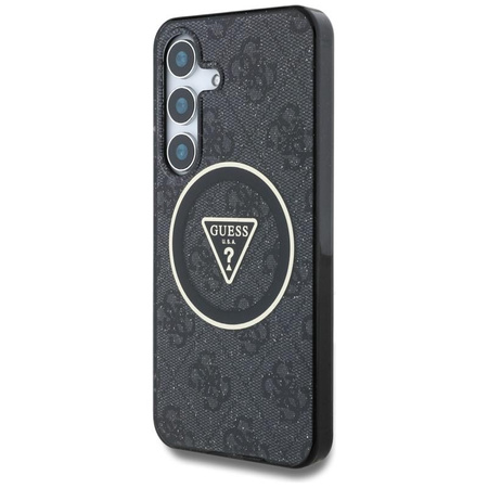 Guess 4G Glitter Triangle Buttons MagSafe - Gehäuse für Samsung Galaxy S25+ (schwarz)