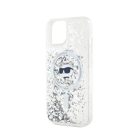 Karl Lagerfeld Liquid Glitter Choupette Head MagSafe - pouzdro pro iPhone 14 / 15 / 13 (průhledné)