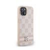 DKNY Leather Checkered Mono Pattern & Printed Stripes - Case for iPhone 14 / 15 / 13 (pink)