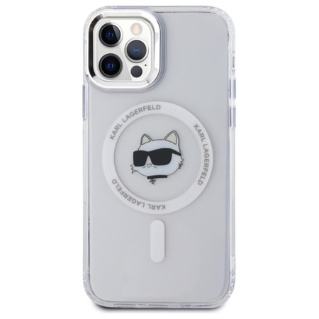 Karl Lagerfeld IML Metal Choupette Head MagSafe - Pouzdro na iPhone 12 / iPhone 12 Pro (bílá)