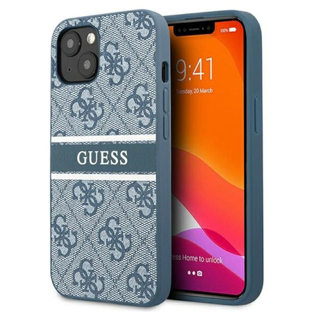 Guess 4G nyomtatott csíkos - iPhone 13 Mini tok (kék)