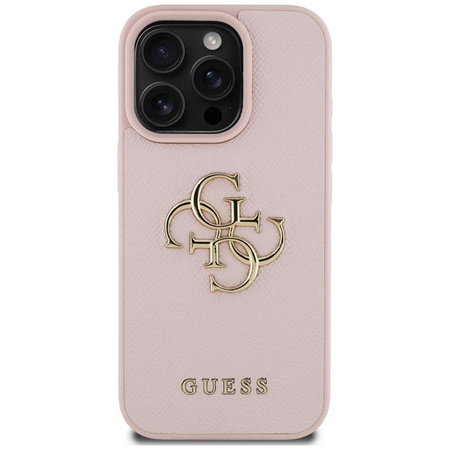 Guess Grained Big 4G Logo Small Classic Logo - pouzdro pro iPhone 16 Pro Max (růžové)