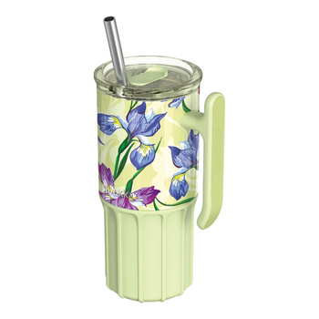 Quokka Umi - Stainless Steel Thermal Mug 720 ml with Straw and Silicone Coaster (Green Tea)
